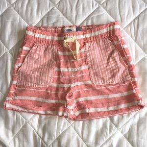 Old Navy White & Pink Patterned Beach Shorts